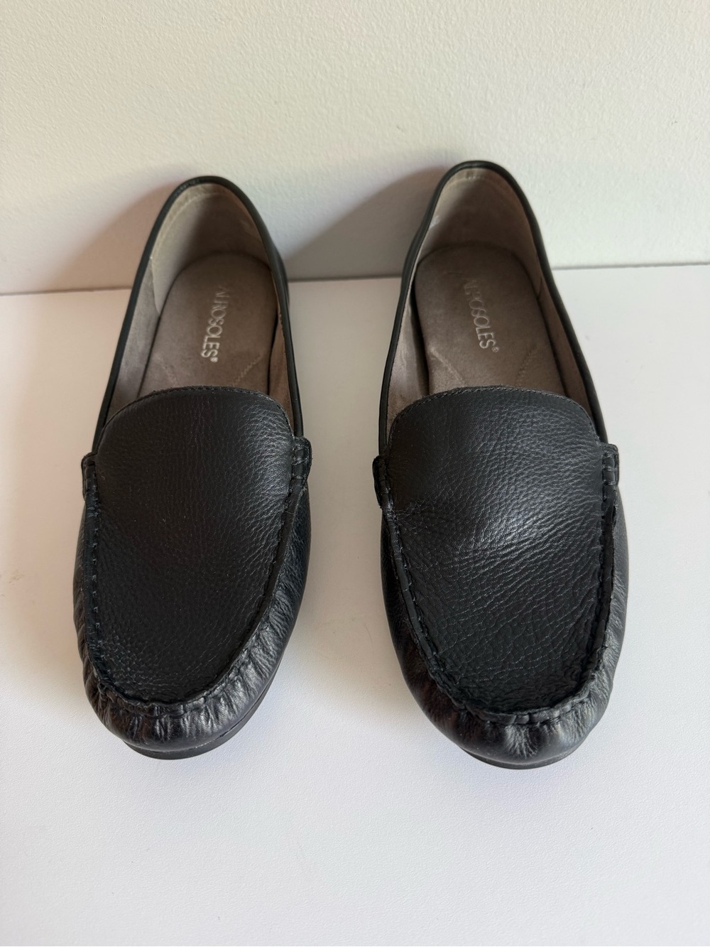 Aerosoles Women’s Size 10 Black Leather Driving Loafers Moc Toe Comfort Shoes